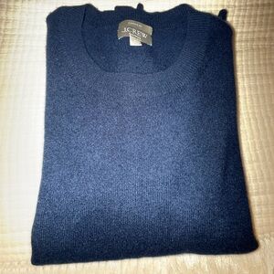 J. Crew 100% Cashmere Classic-Fit Crewneck Sweater in Navy sz. XL